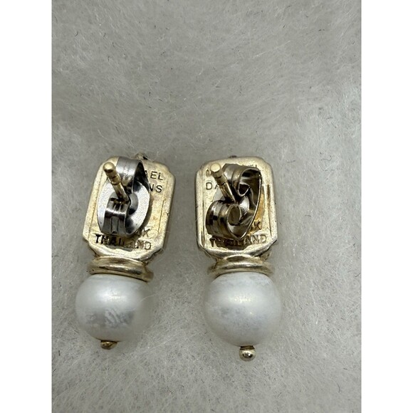 Michael Dawkins Pearl Textured Sterling Silver Earring 925 14K Thailand - Picture 8 of 12